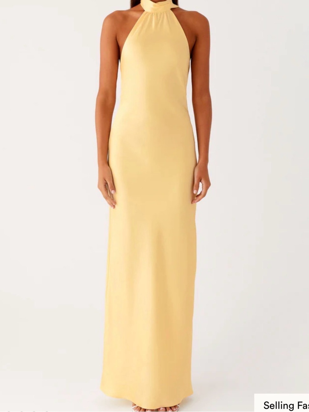 Peppermayo Halter Maxi Dress in Soft Yellow